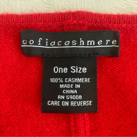 Sofia cashmere red cashmere poncho sweater - Picture 3 of 7